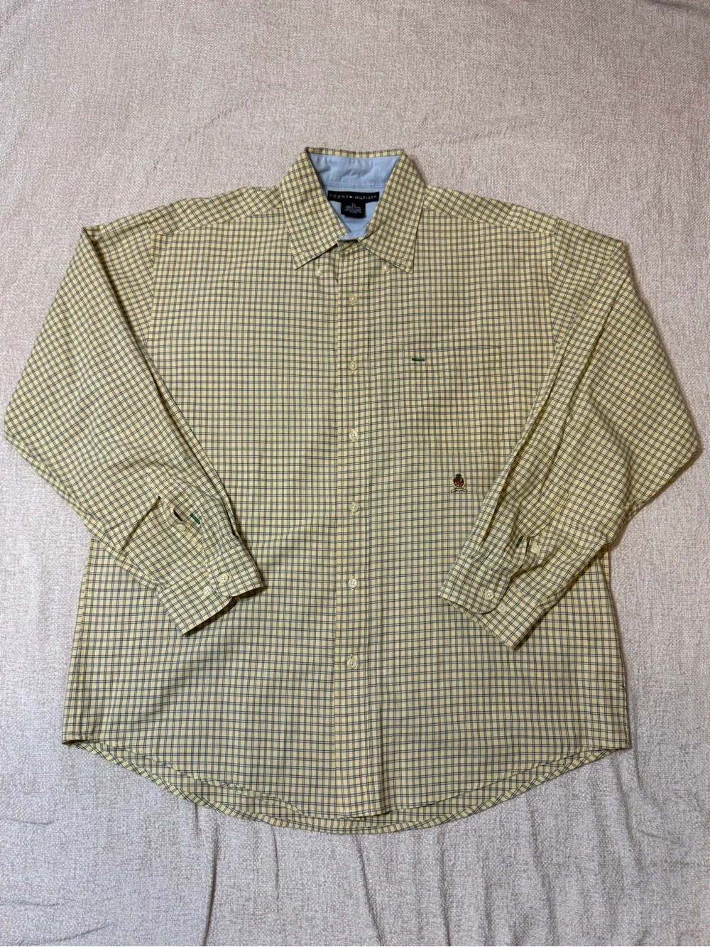 Vintage Y2K Tommy Hilfiger Plaid Shirt L Crest Preppy Old Money 2000